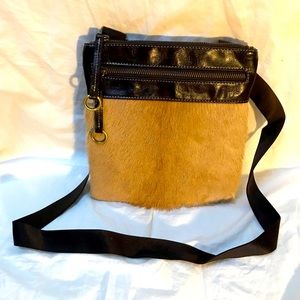 Diane Gail fur and leather crossbody bag. NWOT.